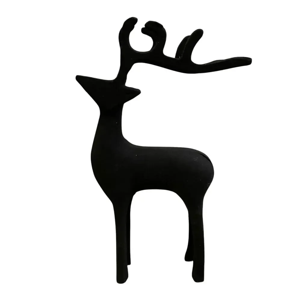 Set of 2 Black Metal Christmas Reindeer 11in Made in India Holiday Decor New